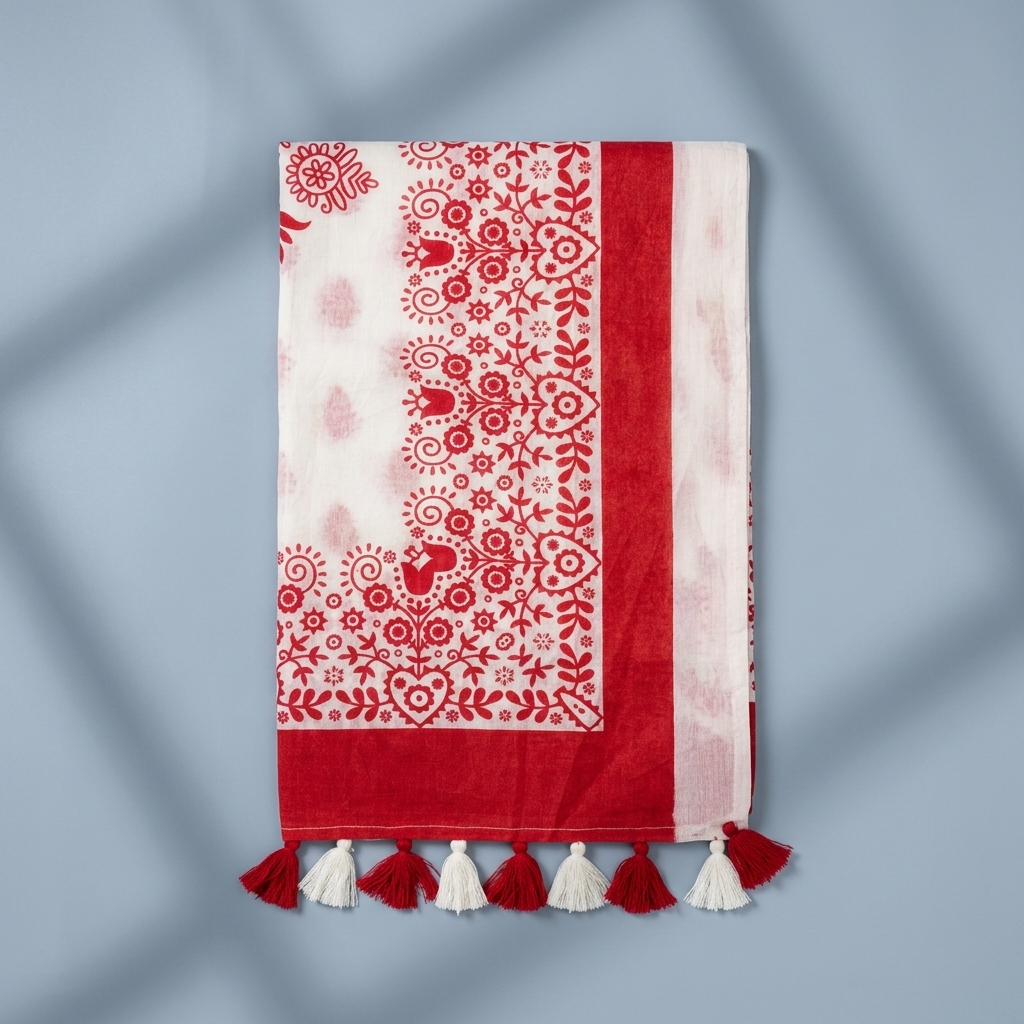 Women’s Half-Silk Screen-Printed Saree – Elegant & Stylish
